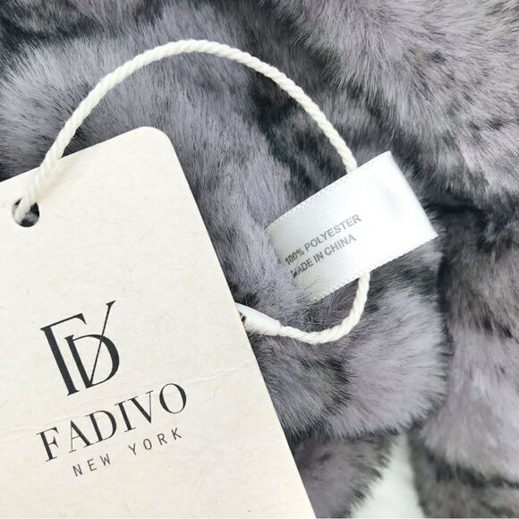 Fadivo NY Gray Black Reptile Print Faux Fur Infinity Cozy Neck Scarf NEW - Picture 7 of 9